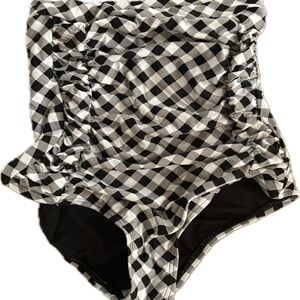 Unique Vintage Black and White Checkered high waisted swim bottoms NWT